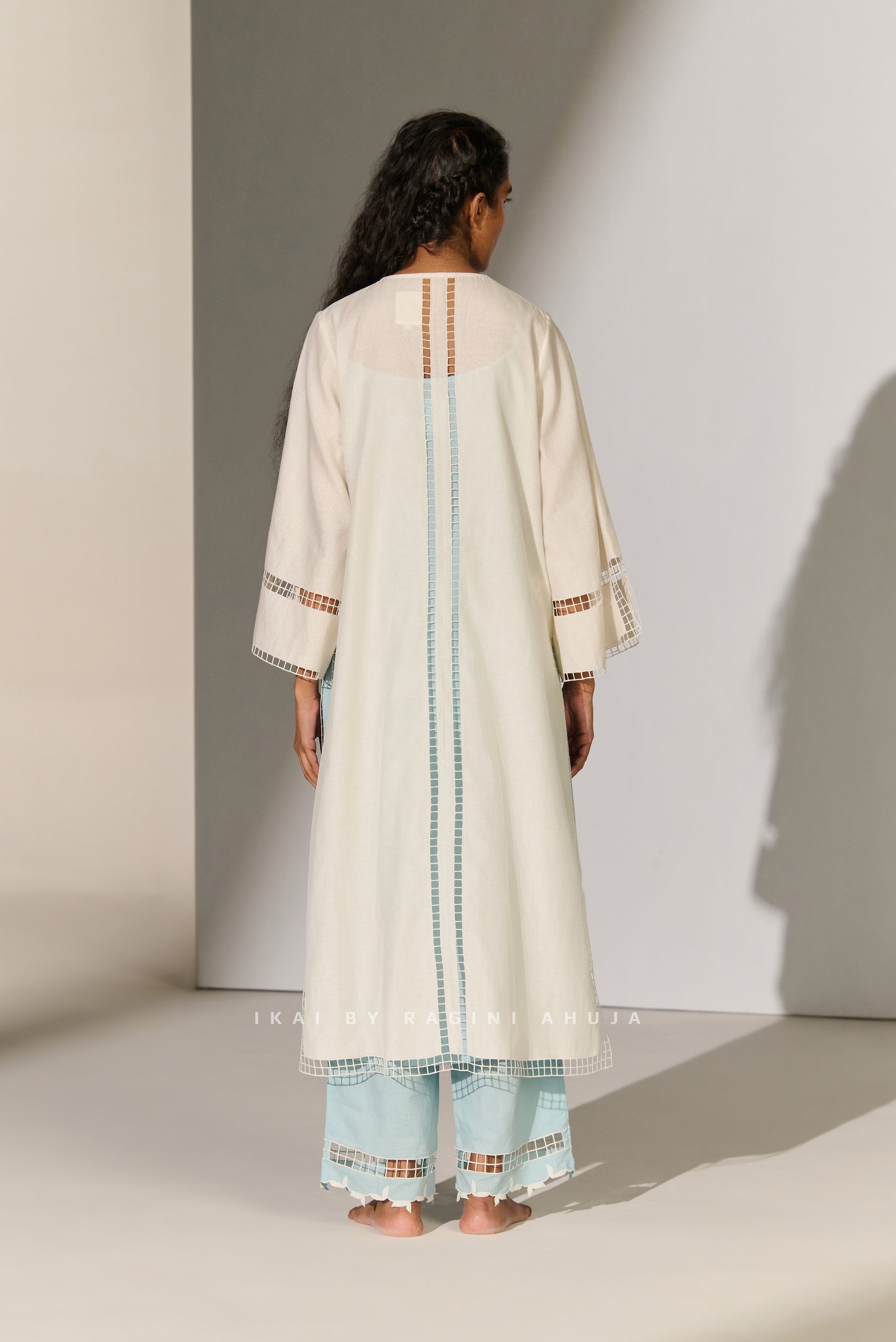 GEOMETRIC FLORAL CUTWORK MILD A-LINE KAMEEZ