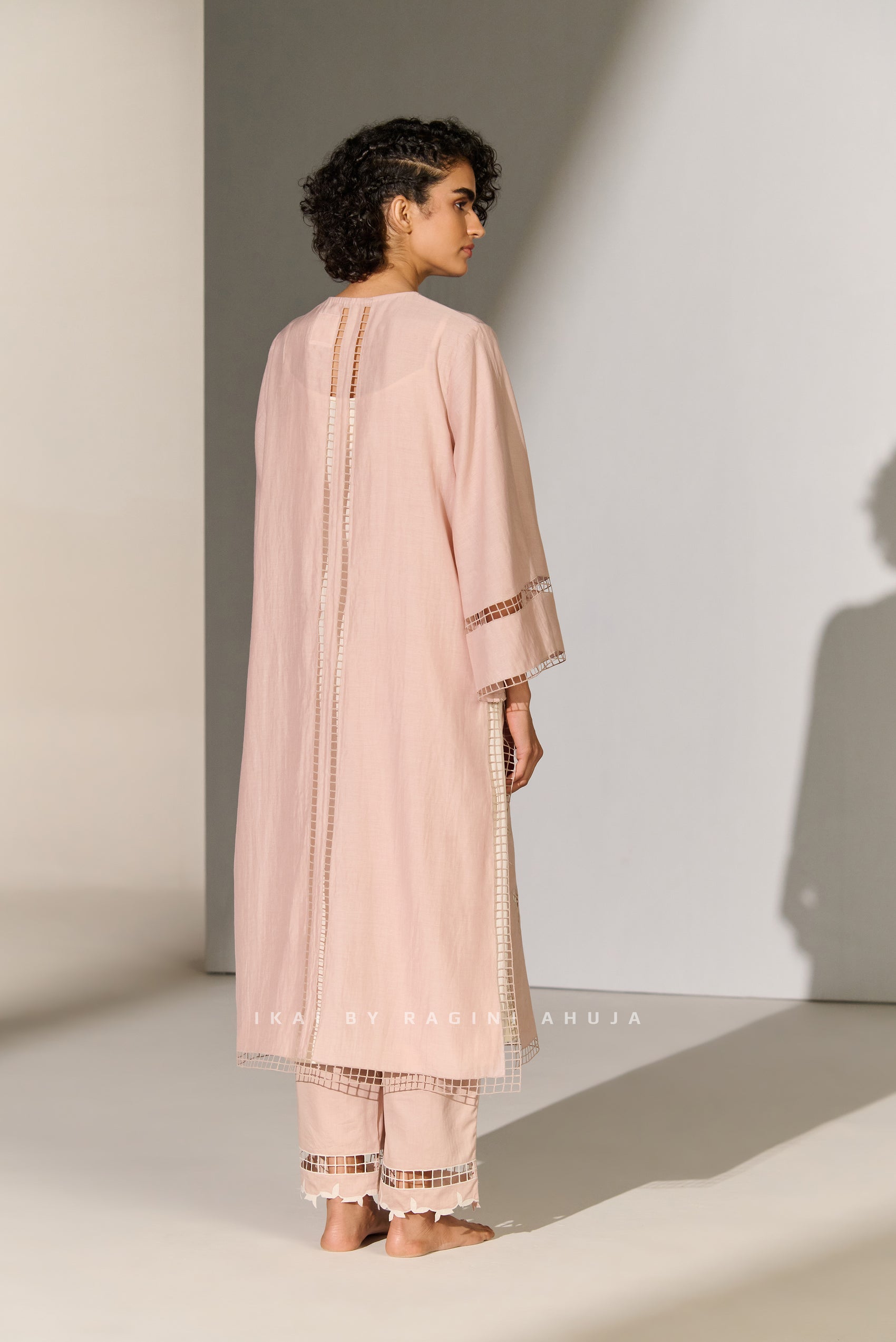 GEOMETRIC FLORAL CUTWORK MILD A-LINE KAMEEZ SMV