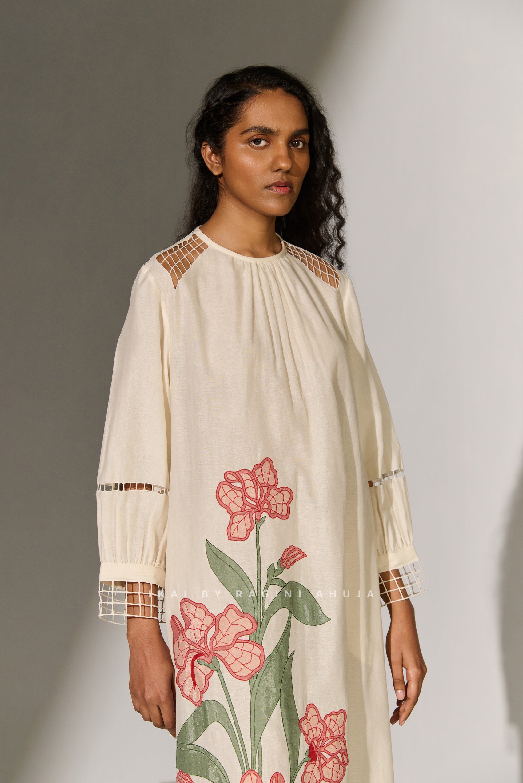 FLORAL ARTWORK APPLIQUE' DRESS