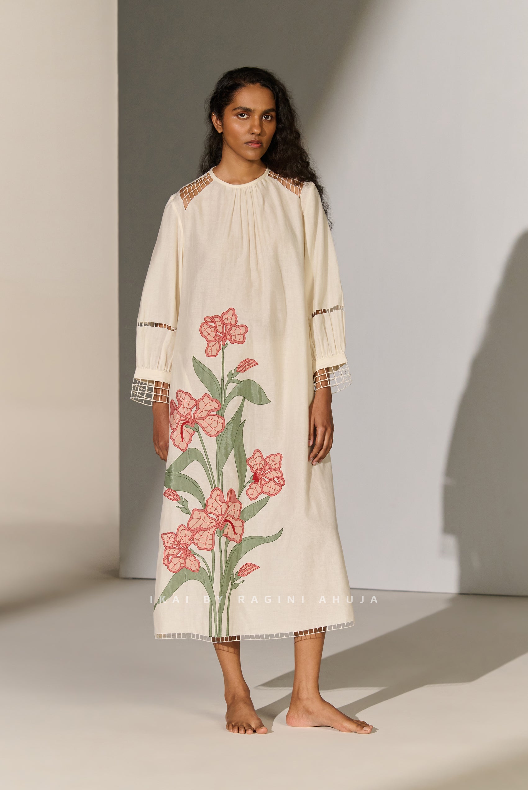 FLORAL ARTWORK APPLIQUE' DRESS