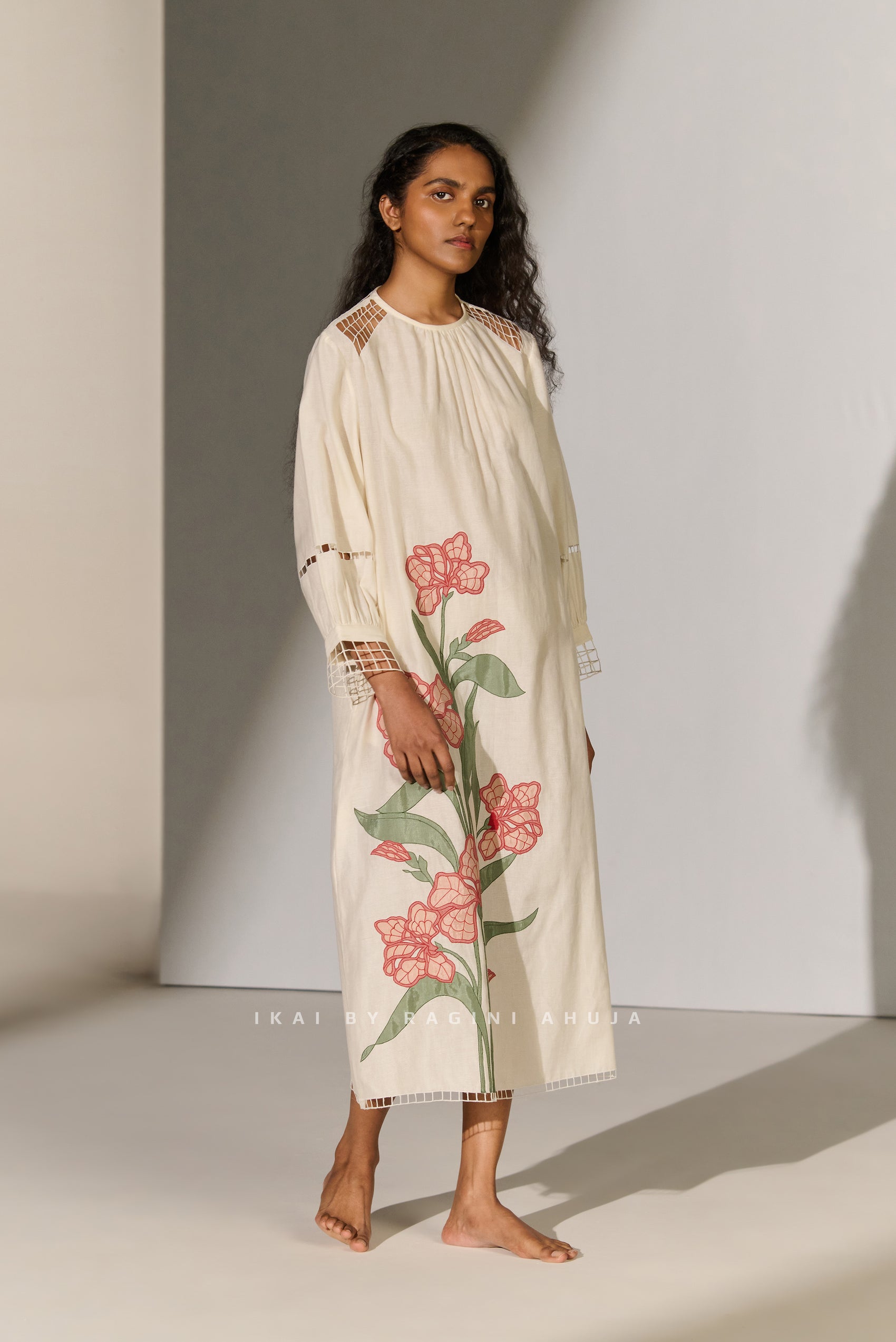 FLORAL ARTWORK APPLIQUE' DRESS