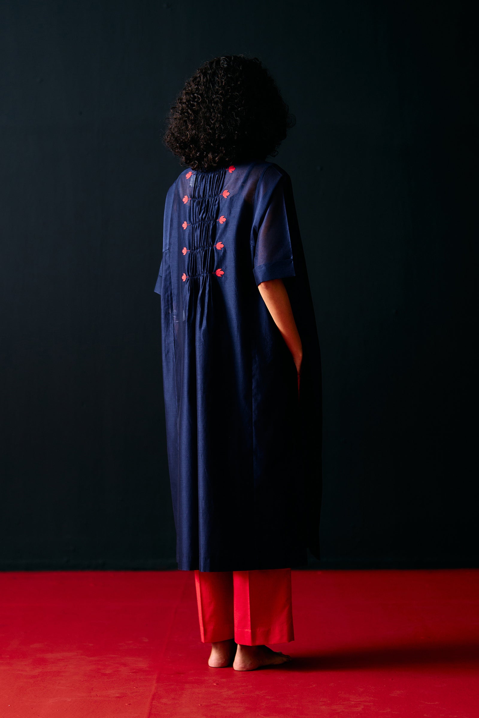 NAVY CENTRE GATHER KAFTAN KAMEEZ