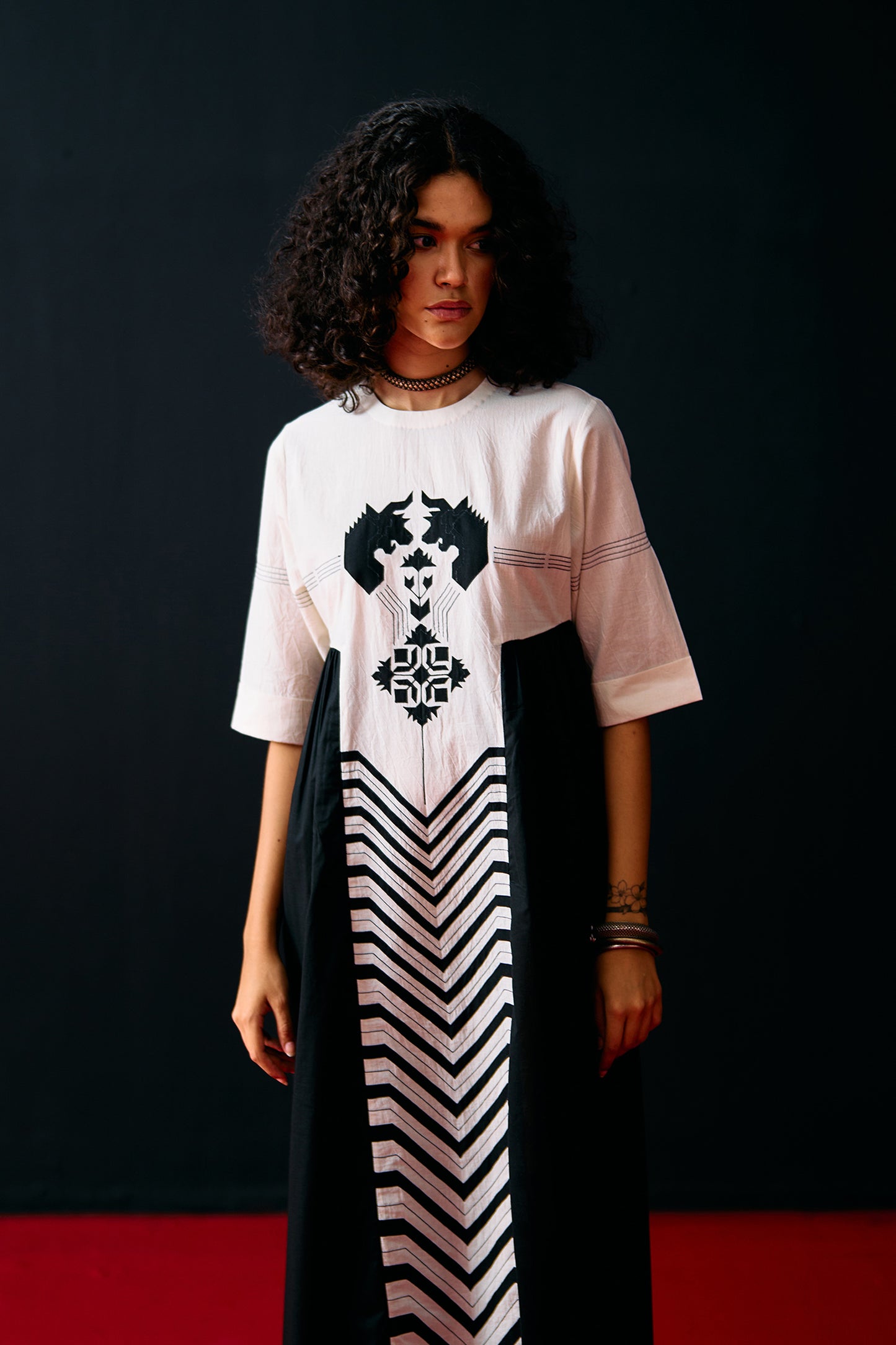 IVORY SIDE GATHER ANIMAL DRESS
