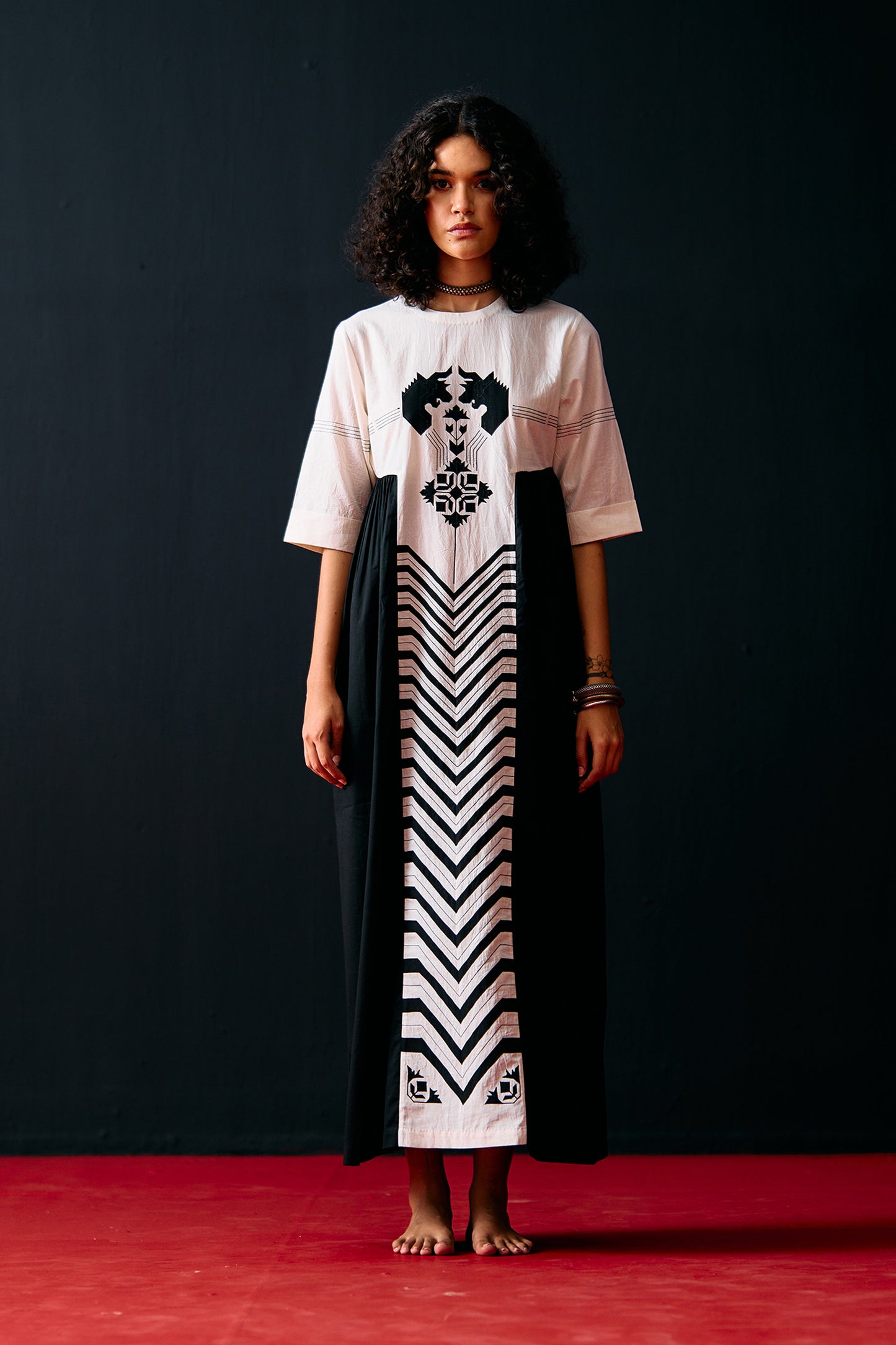 IVORY SIDE GATHER ANIMAL DRESS