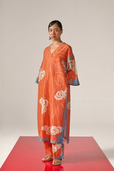 CLOUD PRINT AND CUTWORK DROP SHOULDER KAMEEZ