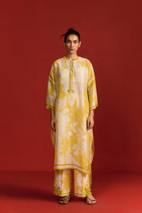 FLORAL PRINT AND CUTWORK KAFTAN