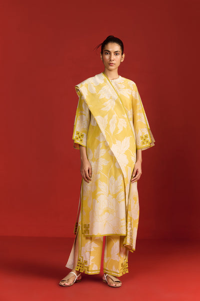 FLORAL PRINT AND CUTWORK MILD A-LINE KAMEEZ