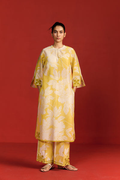 FLORAL PRINT AND CUTWORK MILD A-LINE KAMEEZ