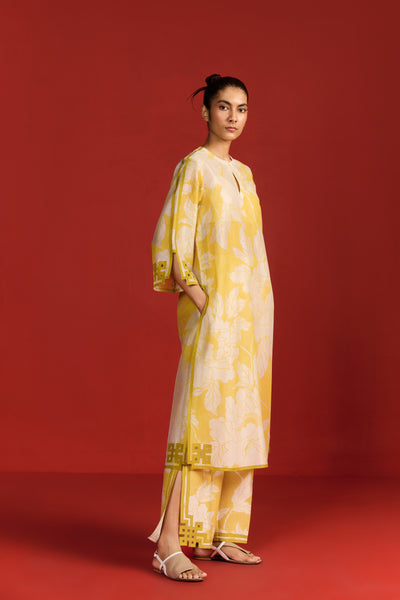 FLORAL PRINT AND CUTWORK MILD A-LINE KAMEEZ