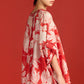 FLORAL PRINT PLEATED KAFTAN WITH THREADWORK SLIP