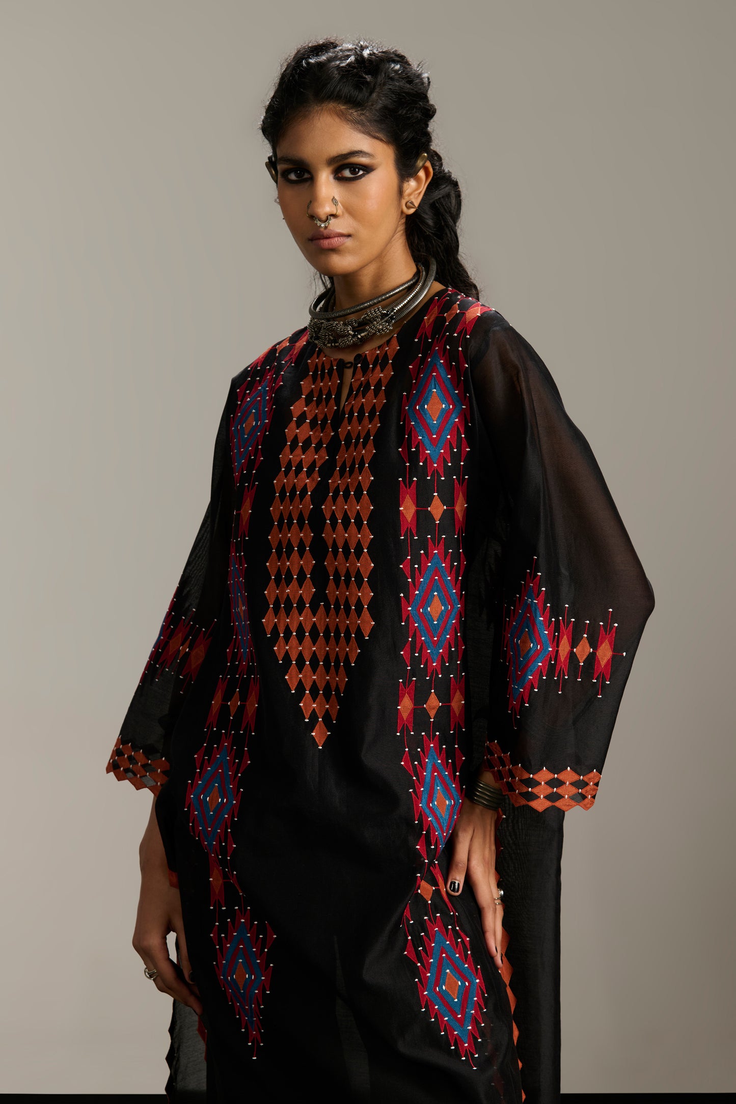 PANELLED A-LINE KAMEEZ