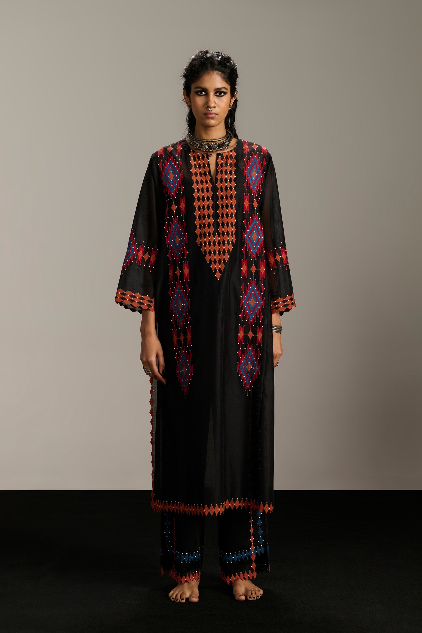 PANELLED A-LINE KAMEEZ