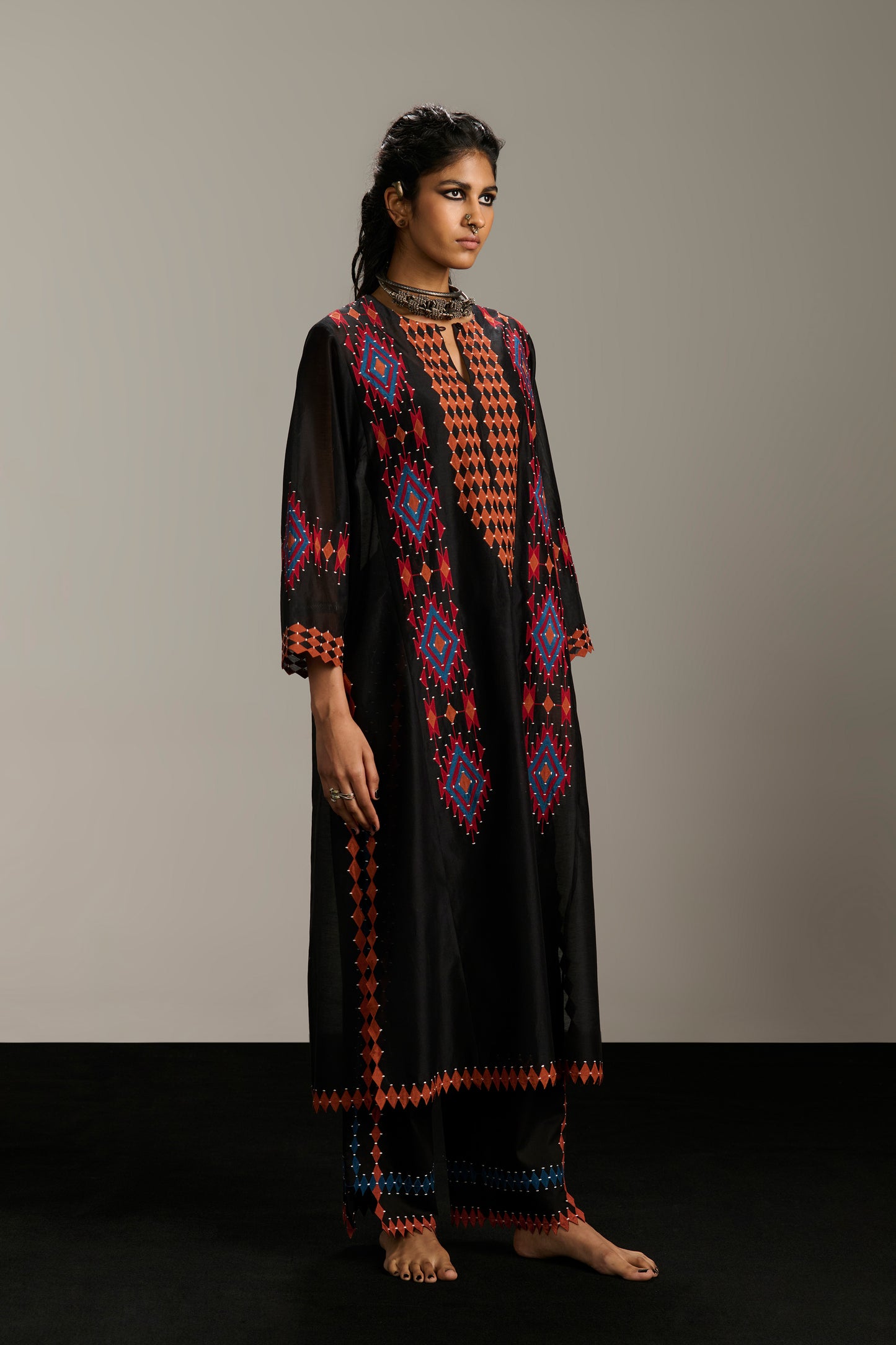 PANELLED A-LINE KAMEEZ