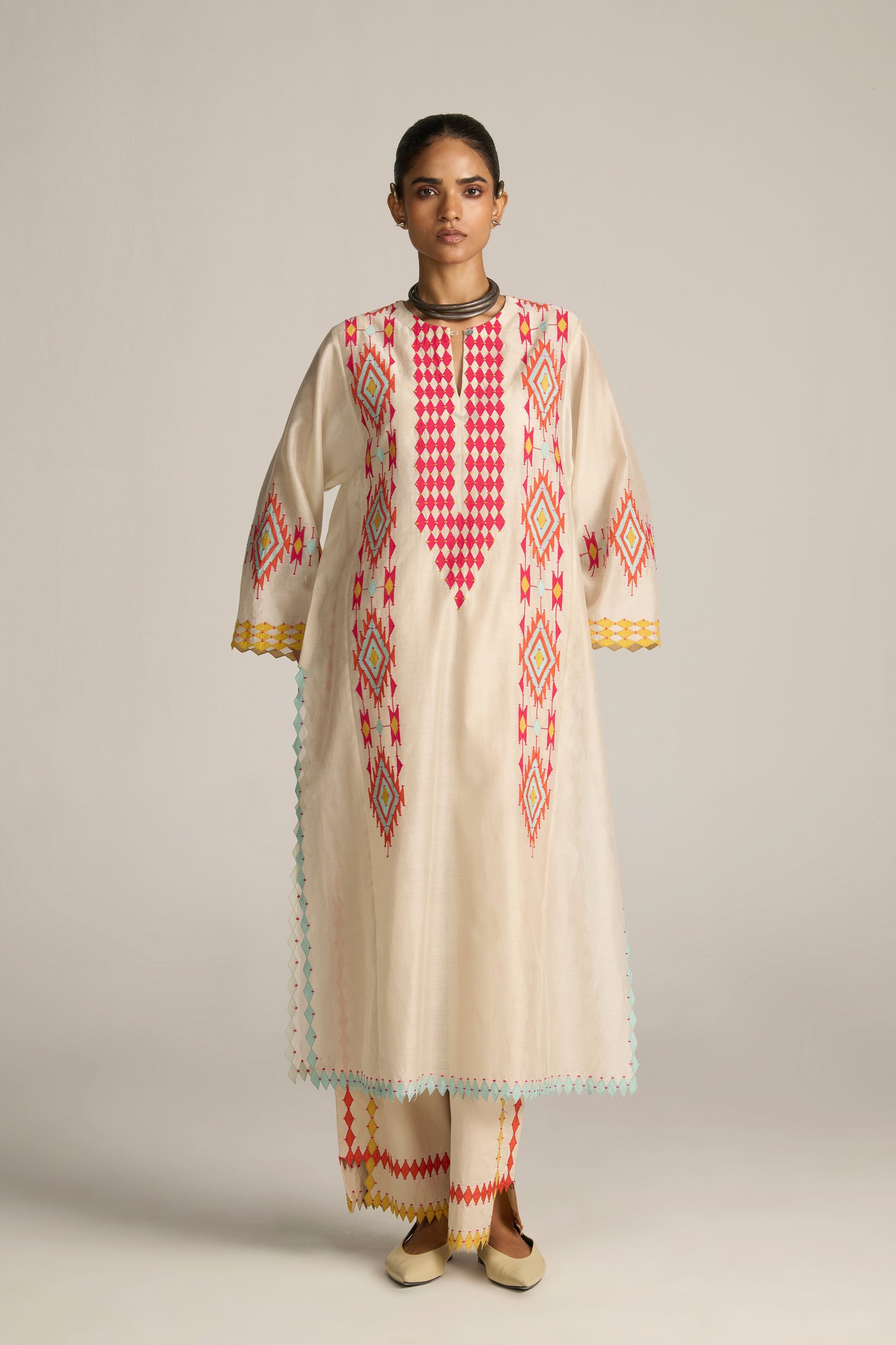 PANELLED A-LINE KAMEEZ