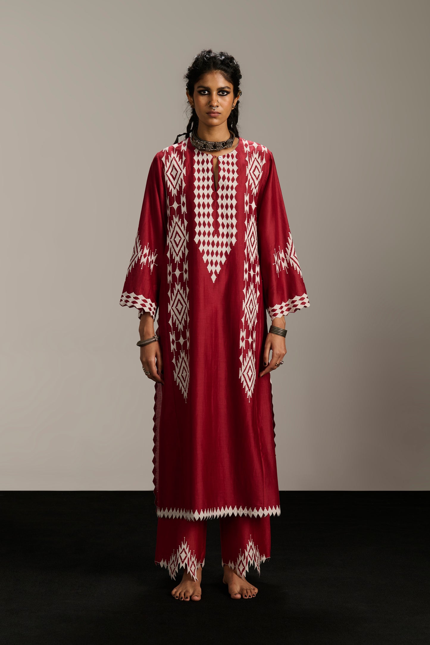 PANELLED A-LINE KAMEEZ