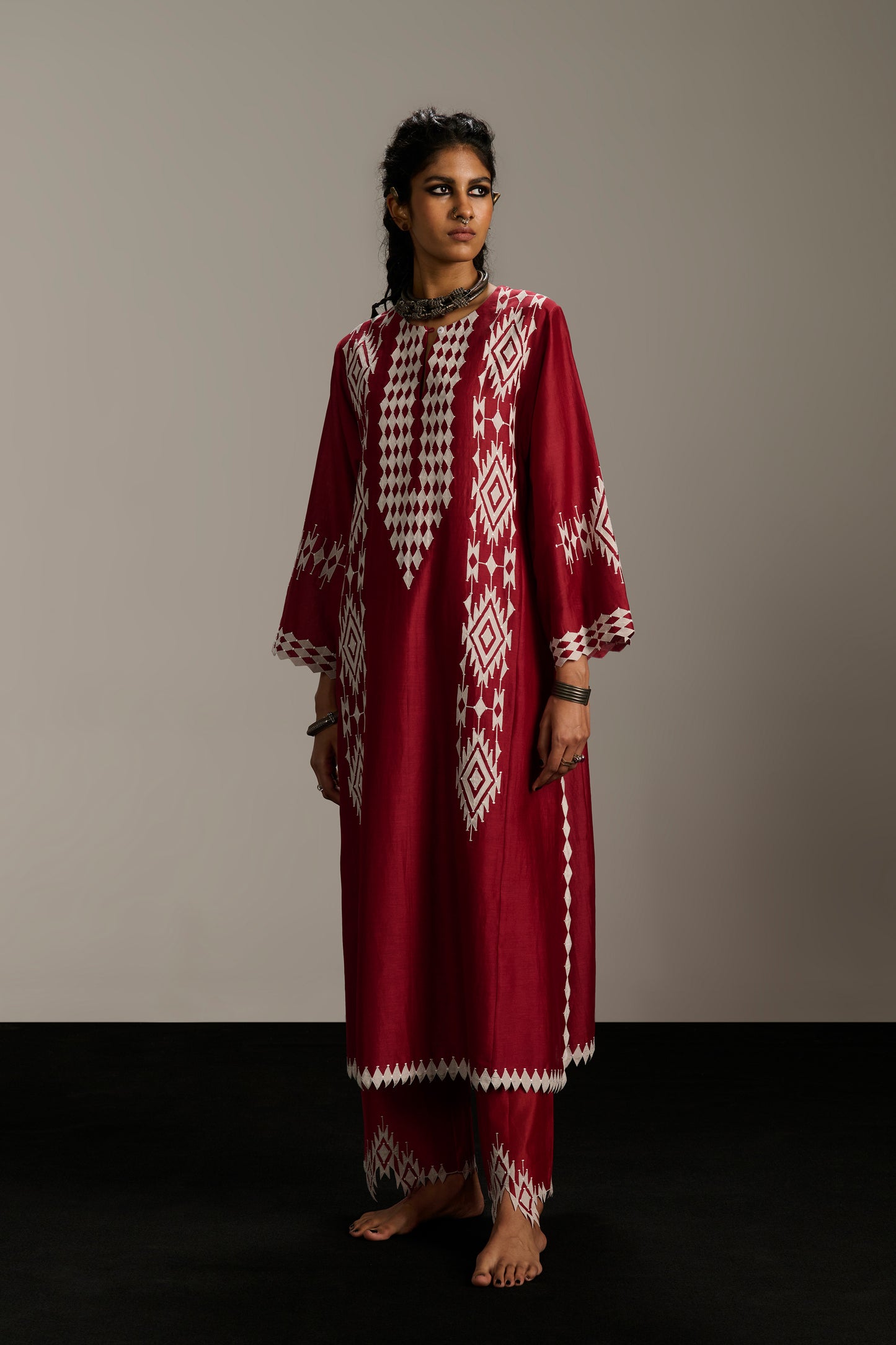 PANELLED A-LINE KAMEEZ