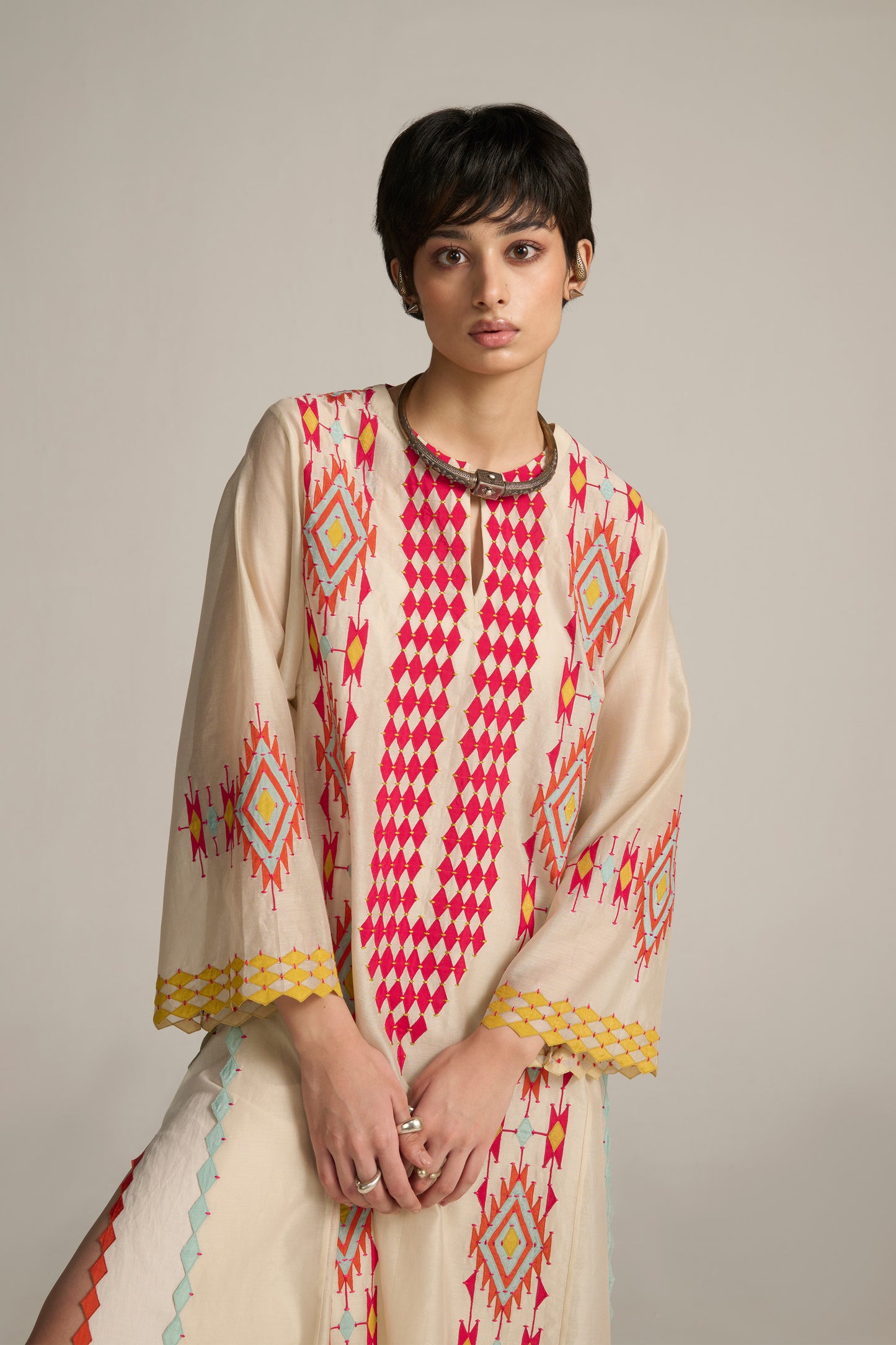 PANELLED A-LINE MAXI DRESS