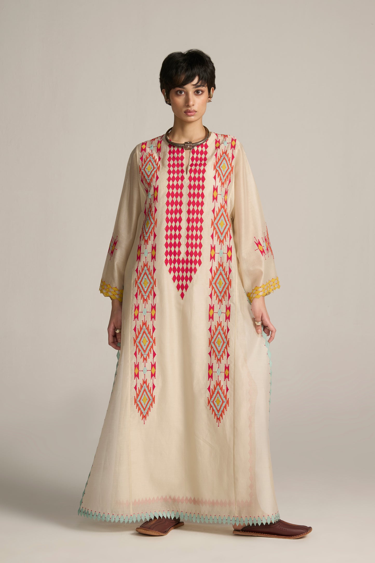 PANELLED A-LINE MAXI DRESS