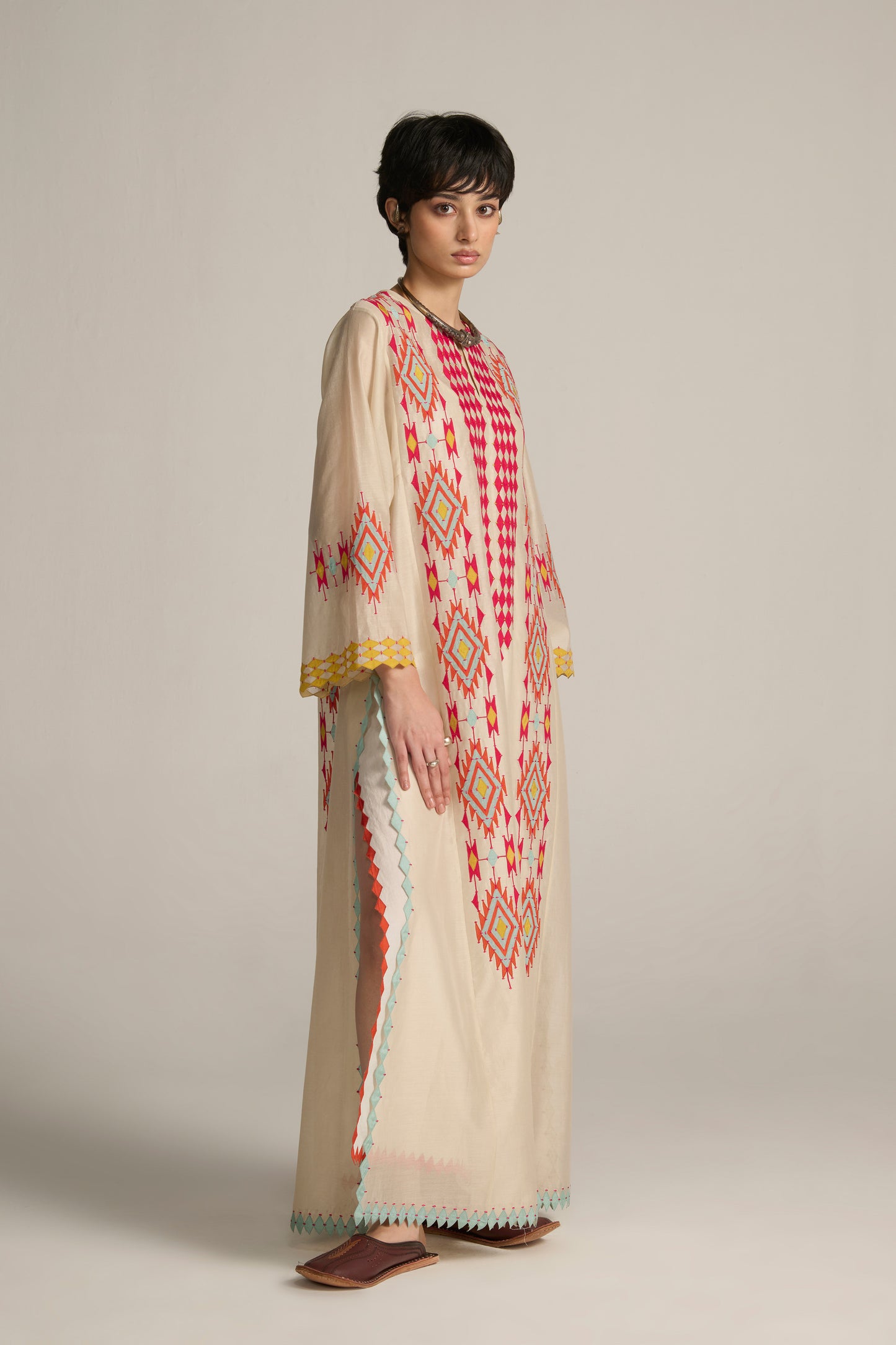 PANELLED A-LINE MAXI DRESS