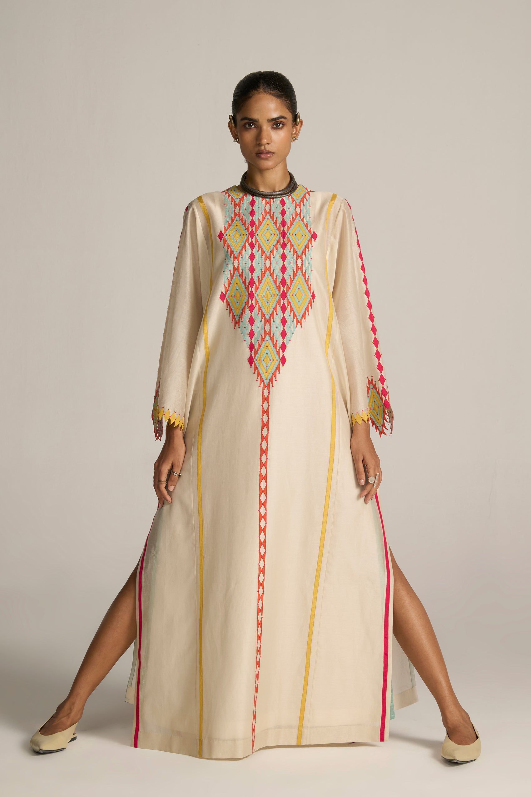 PANELLED KAFTAN DRESS