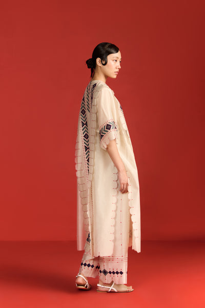 APPLIQUE' AND CUTWORK PANELLED KAFTAN KAMEEZ