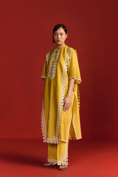 ORIENTAL BORDER PANELLED KAFTAN KAMEEZ