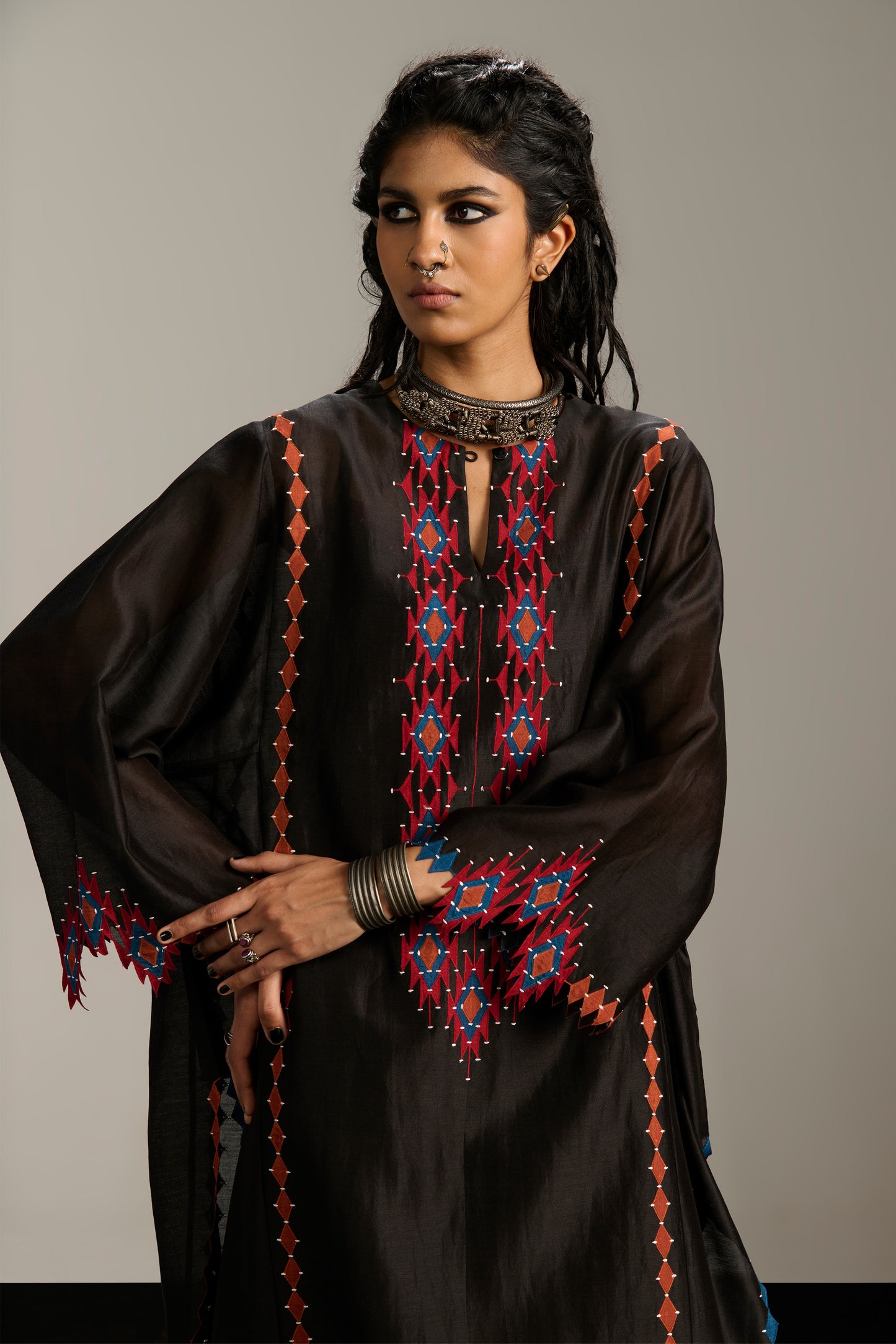 PANELLED LONG KAFTAN