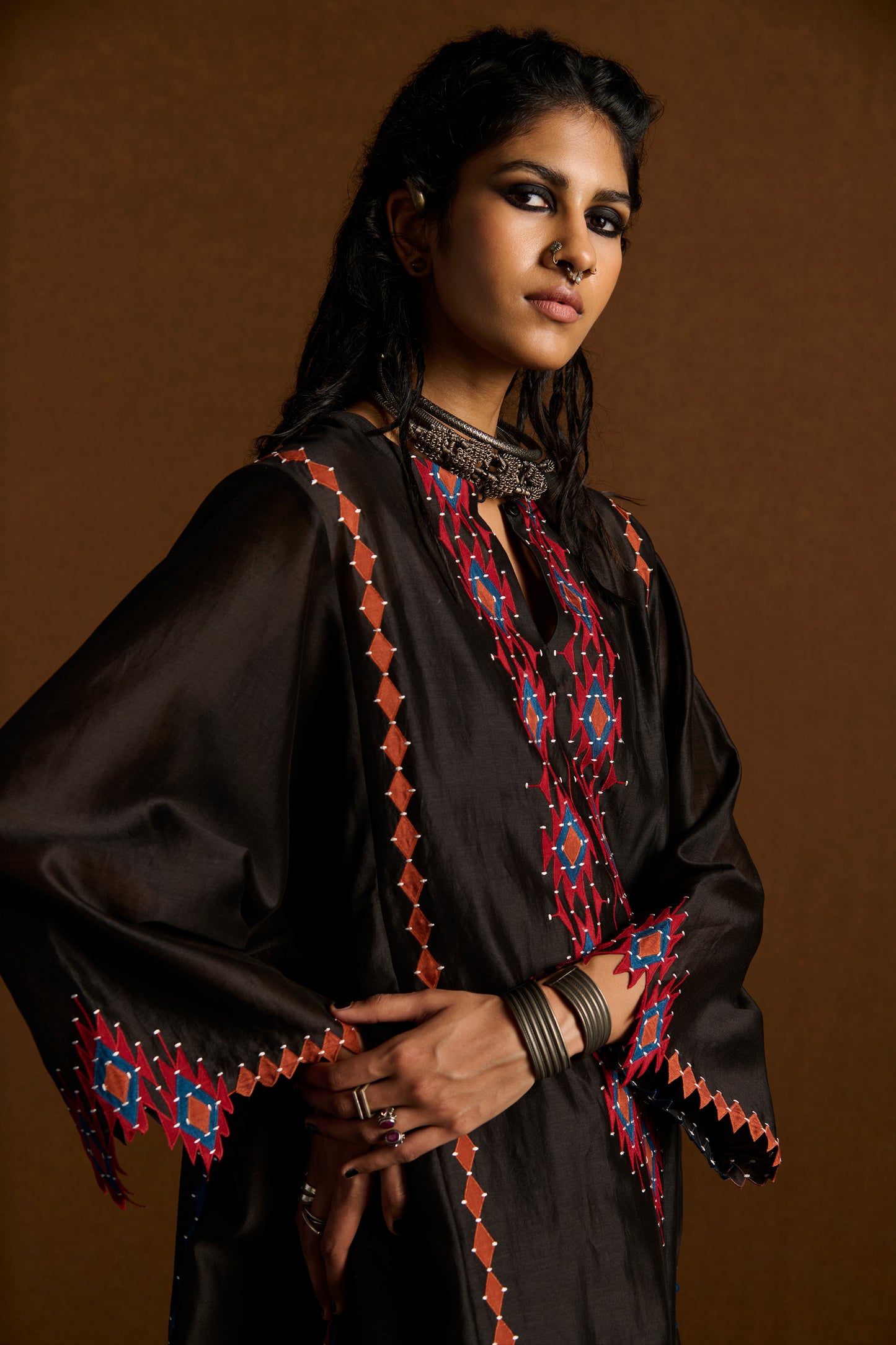PANELLED LONG KAFTAN