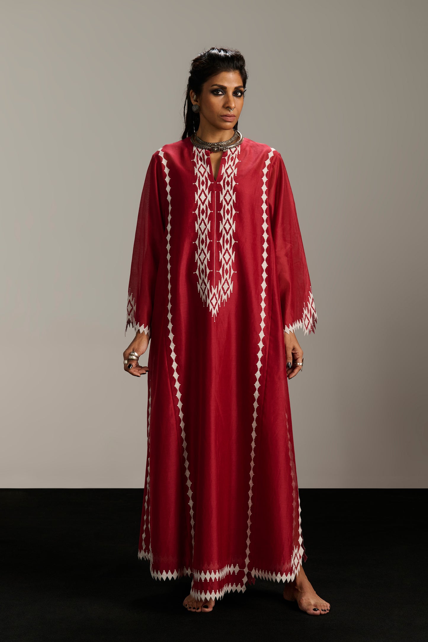 PANELLED LONG KAFTAN