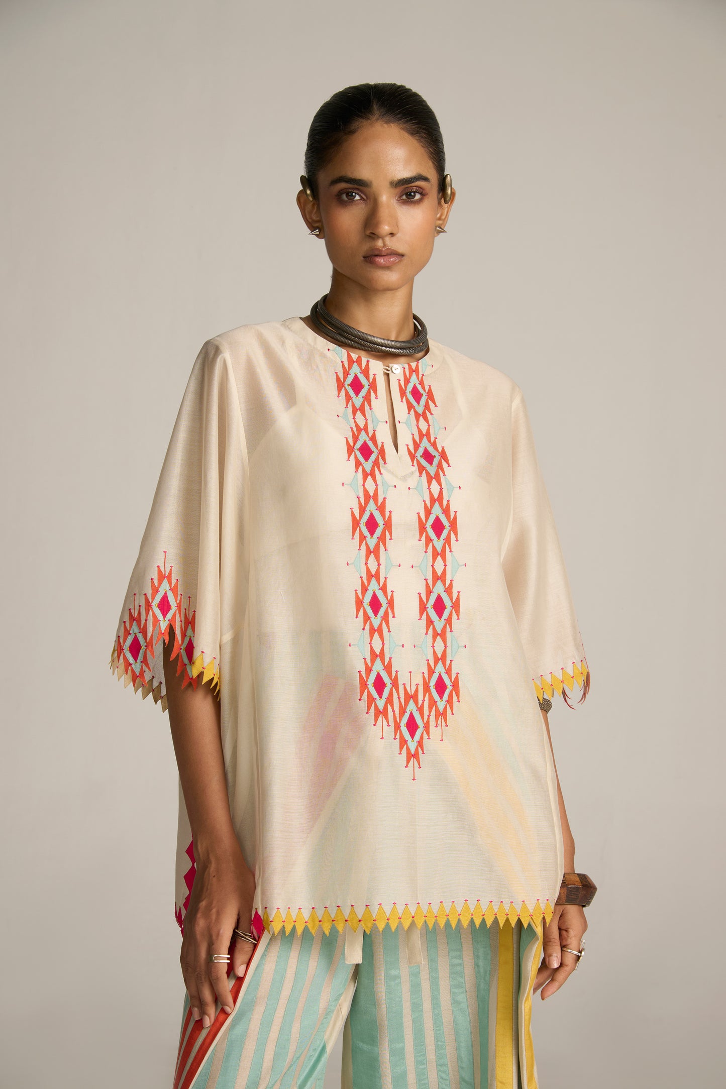 PANELLED KAFTAN SHIRT