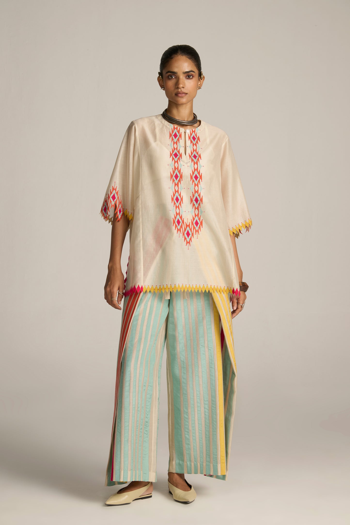 PANELLED KAFTAN SHIRT