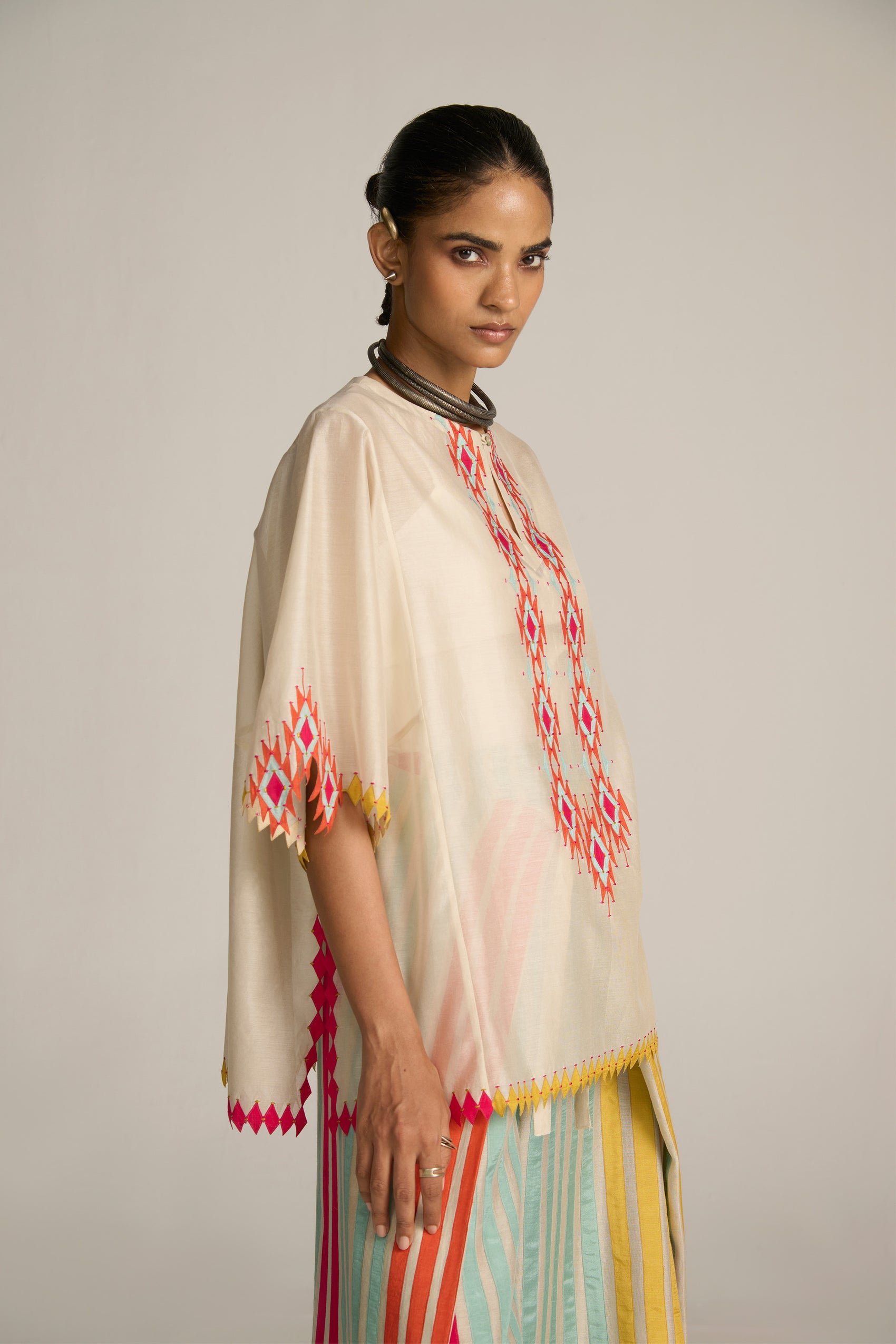 PANELLED KAFTAN SHIRT