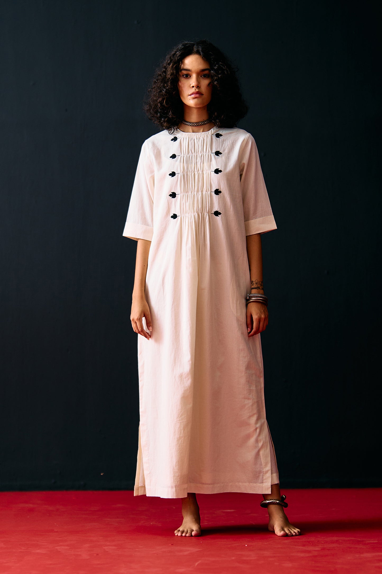 IVORY CENTRE GATHER DRESS