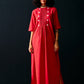 RED CENTRE GATHER DRESS