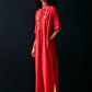 RED CENTRE GATHER DRESS