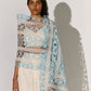 GEOMETRIC FLORAL CUTWORK SCARF IVR/SKY