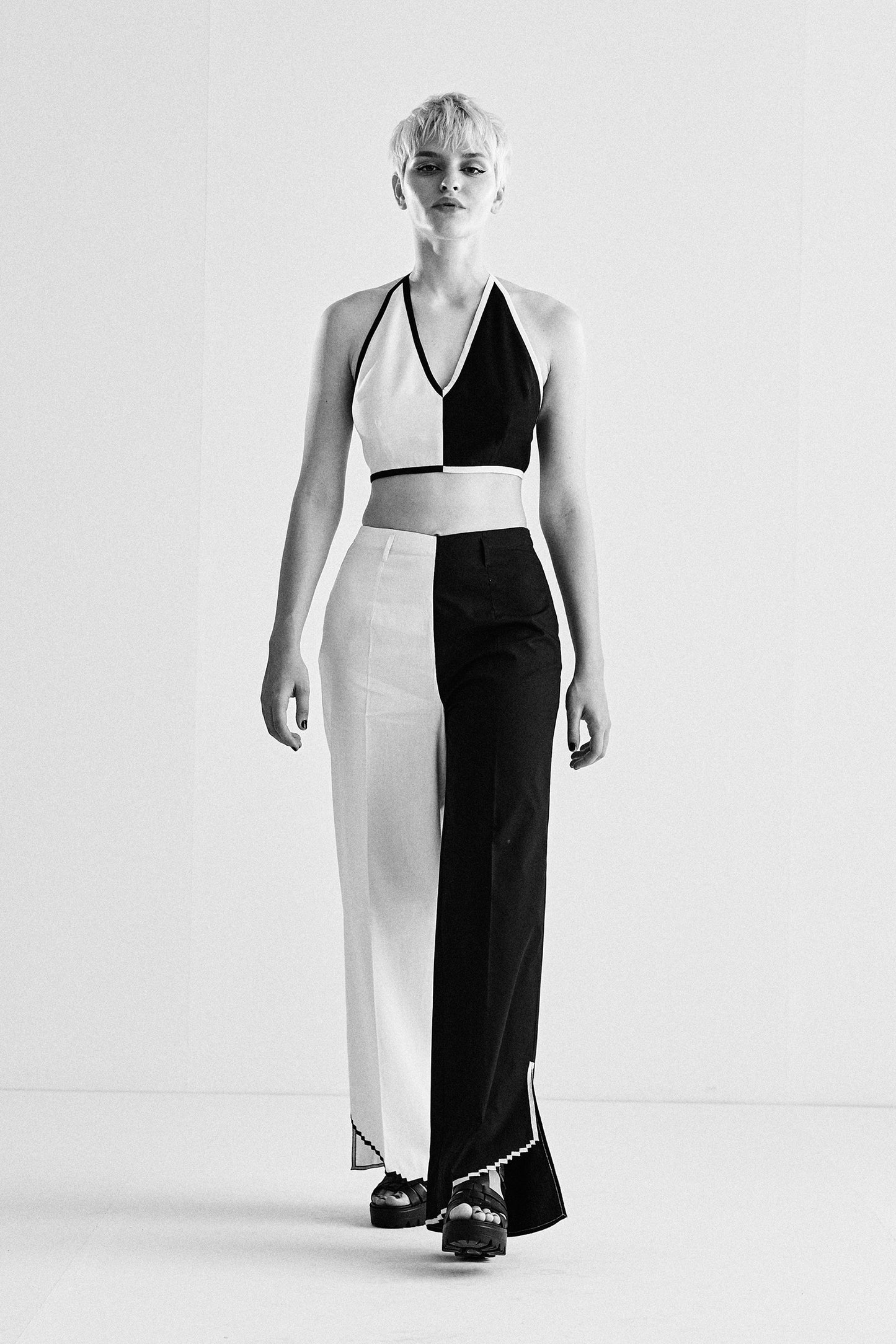 CONSTRUCTED APPLIQUE' 2 COLOUR PANTS