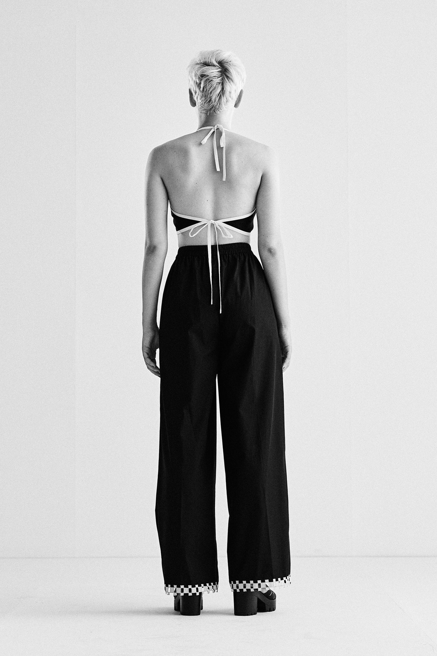 ELASTICATED HEM APPLIQUE PANTS