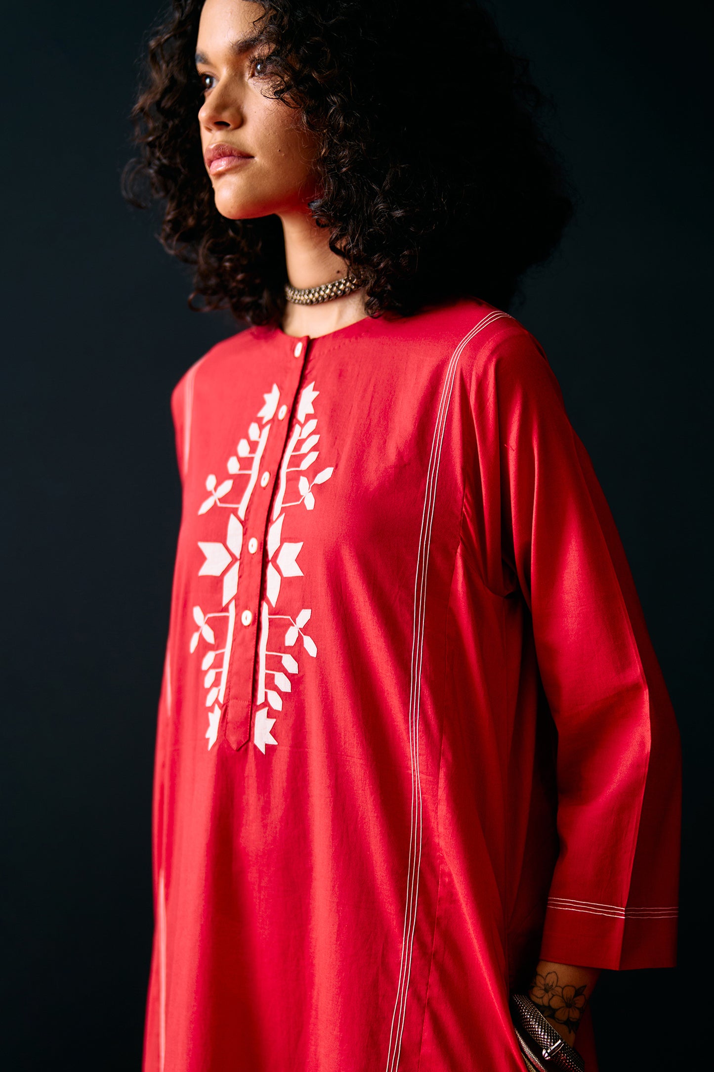 RED TRIBAL A-LINE DRESS