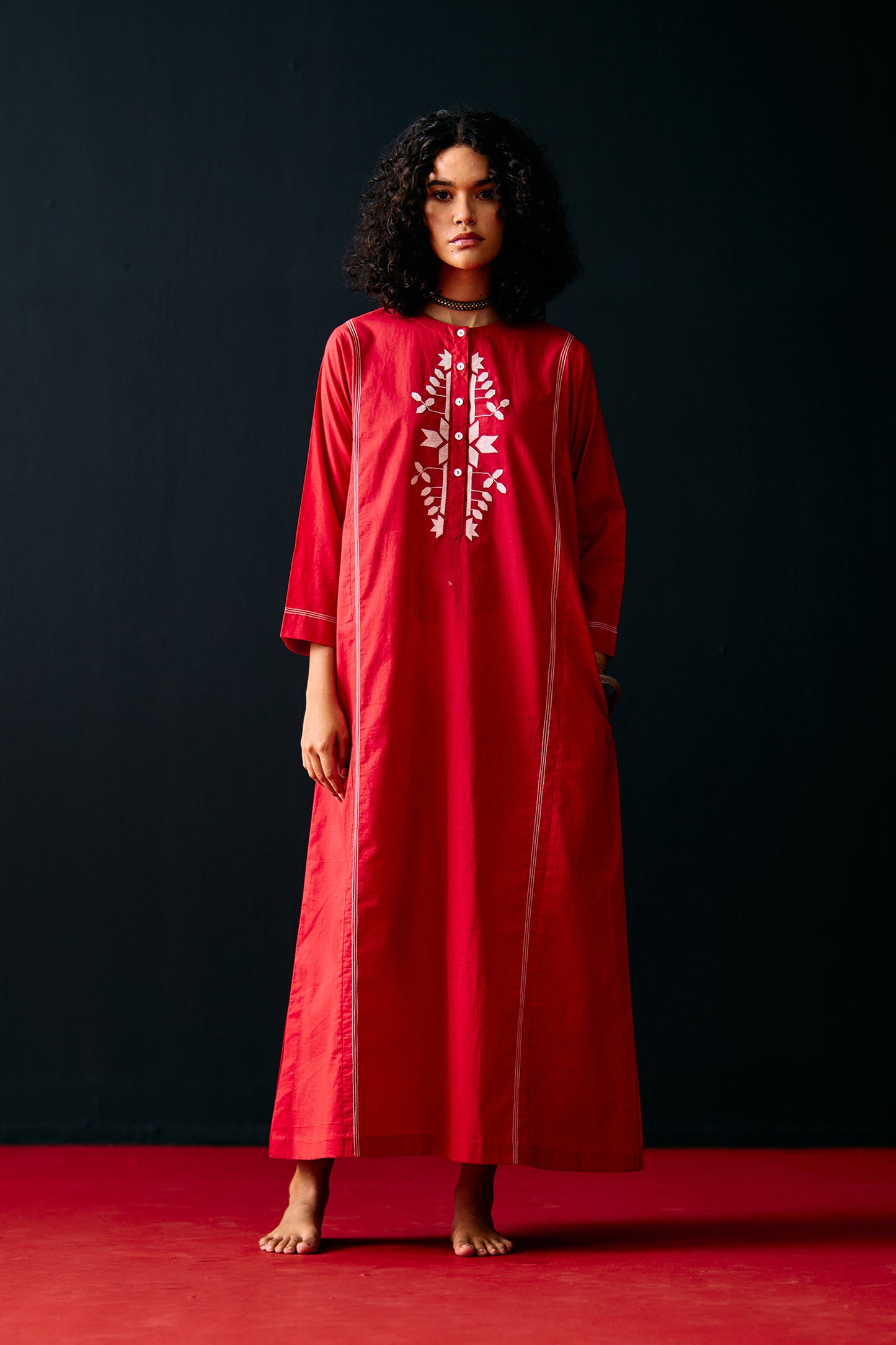 RED TRIBAL A-LINE DRESS