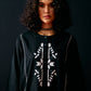 BLACK TRIBAL APPLIQUE' KAMEEZ