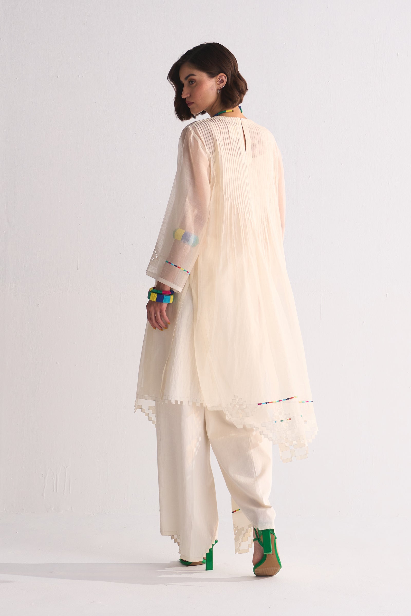SUPER PLEATED APPLIQUE', CUTWORK AND THREAD KAMEEZ