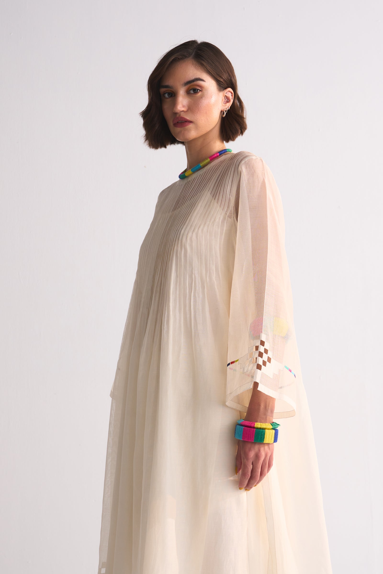 SUPER PLEATED APPLIQUE', CUTWORK AND THREAD KAMEEZ