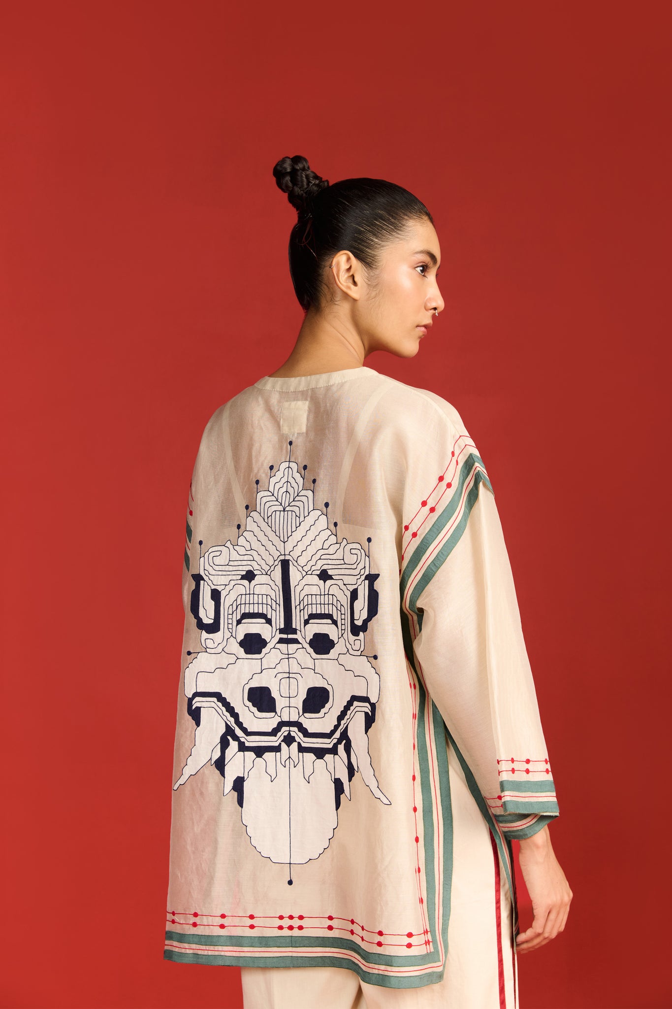 TIBETAN MASK DROP SHOULDER SHIRT