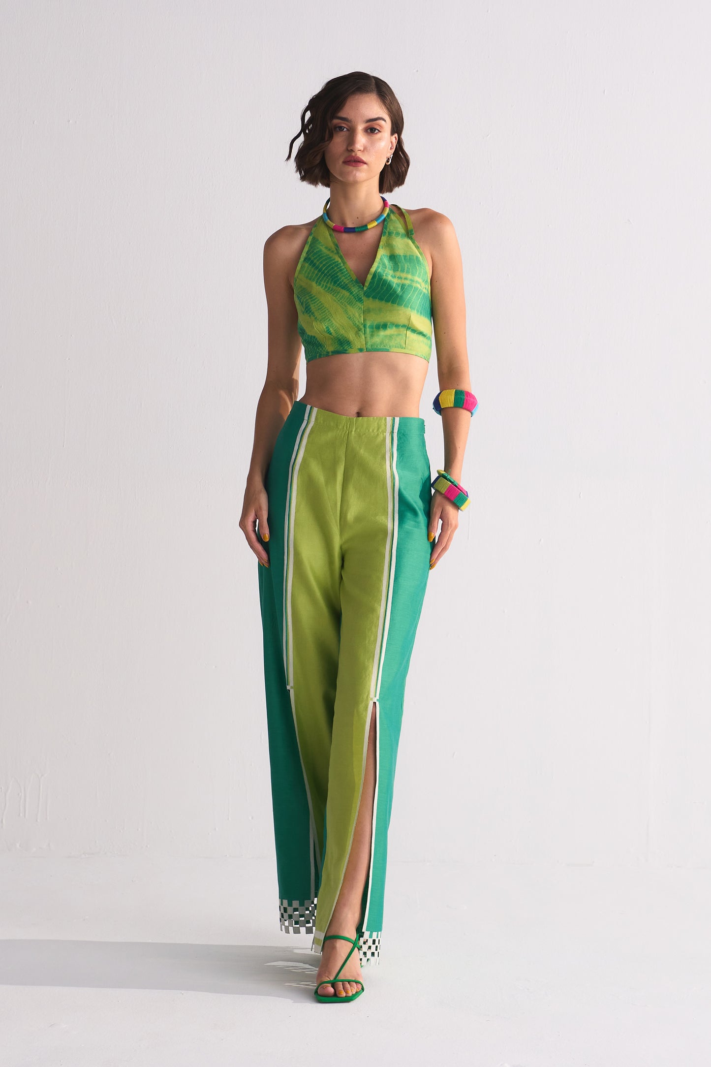SLIT APPLIQUE' STRAIGHT PANTS