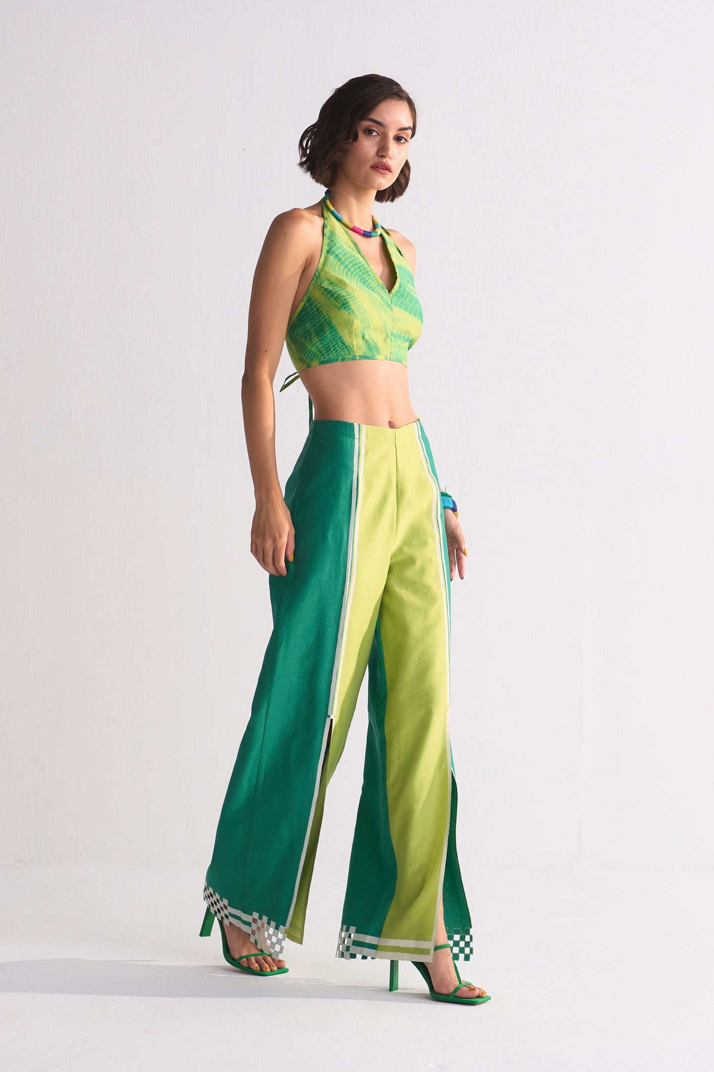 SLIT APPLIQUE' STRAIGHT PANTS