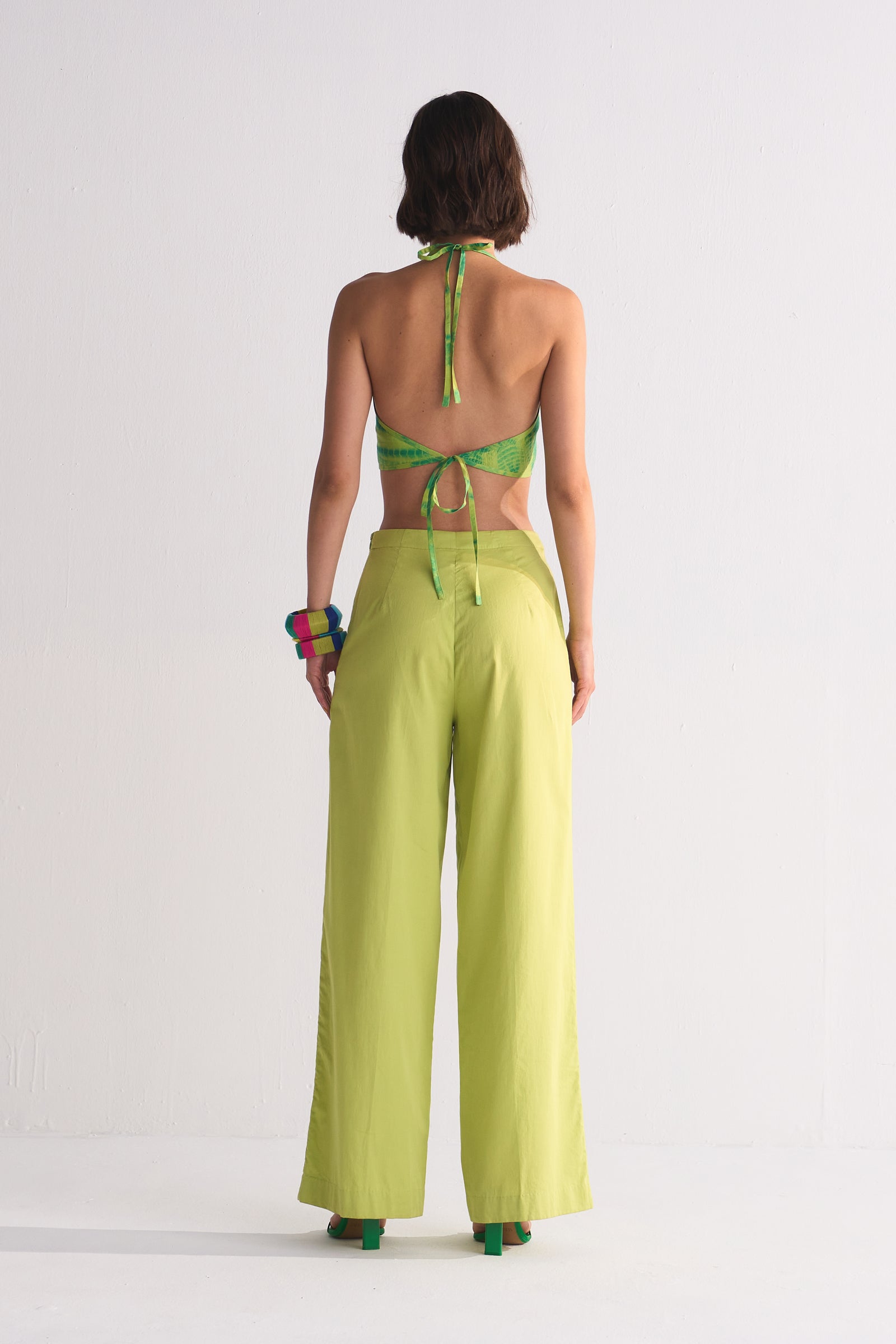 SLIT APPLIQUE' STRAIGHT PANTS
