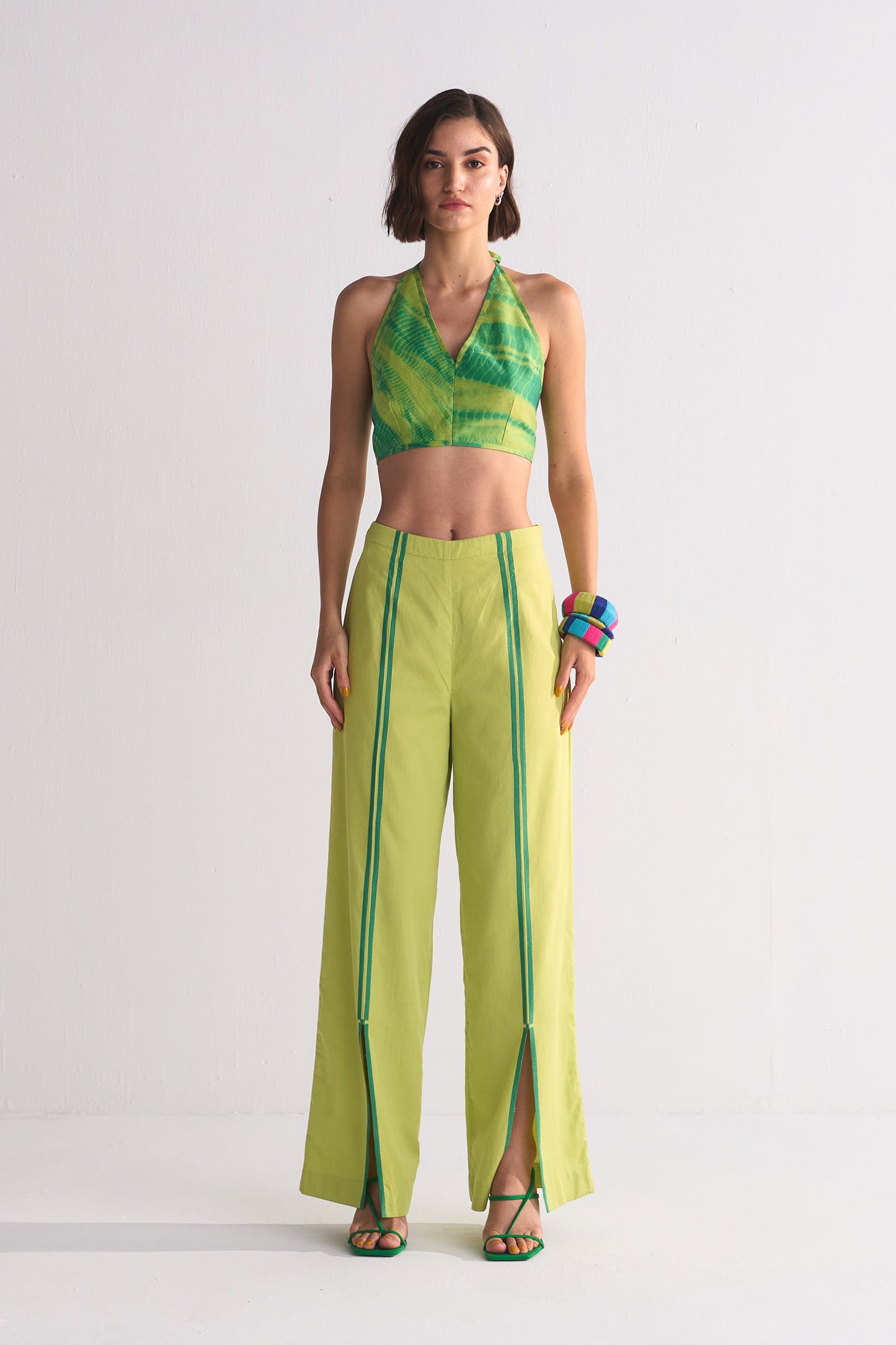 SLIT APPLIQUE' STRAIGHT PANTS