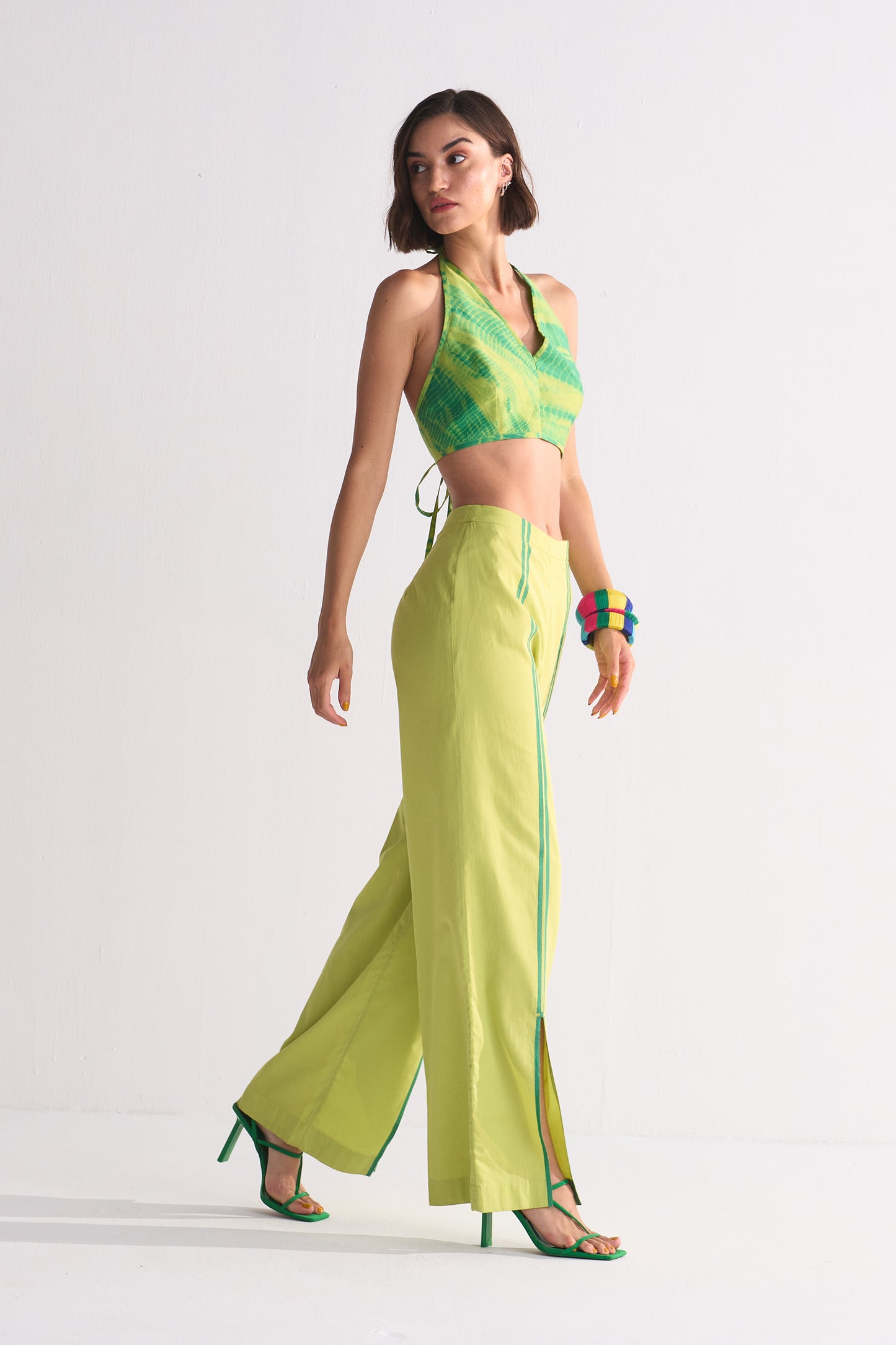 SLIT APPLIQUE' STRAIGHT PANTS