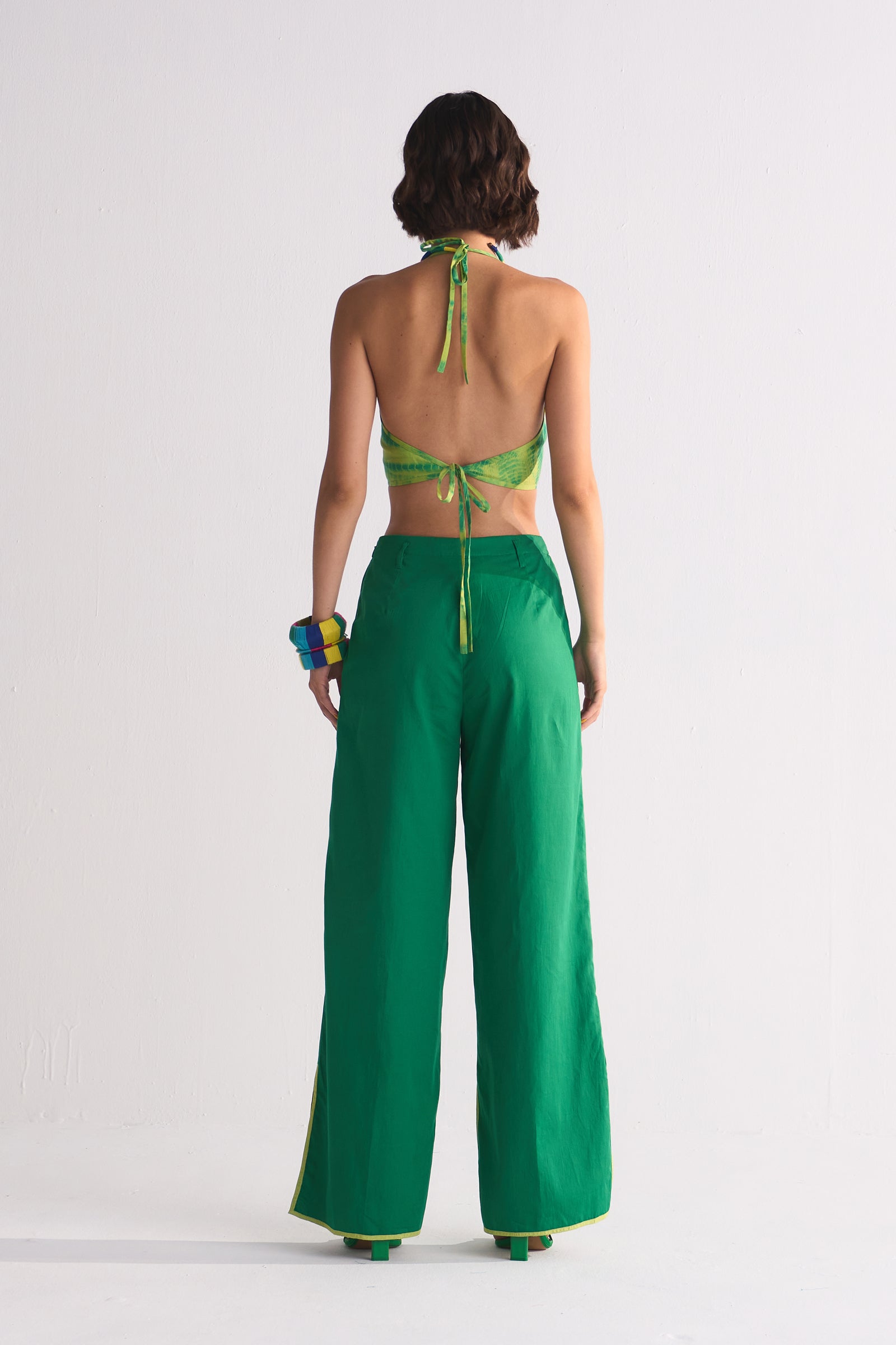 SCALLOP APPLIQUE' PANTS WITH SLIT